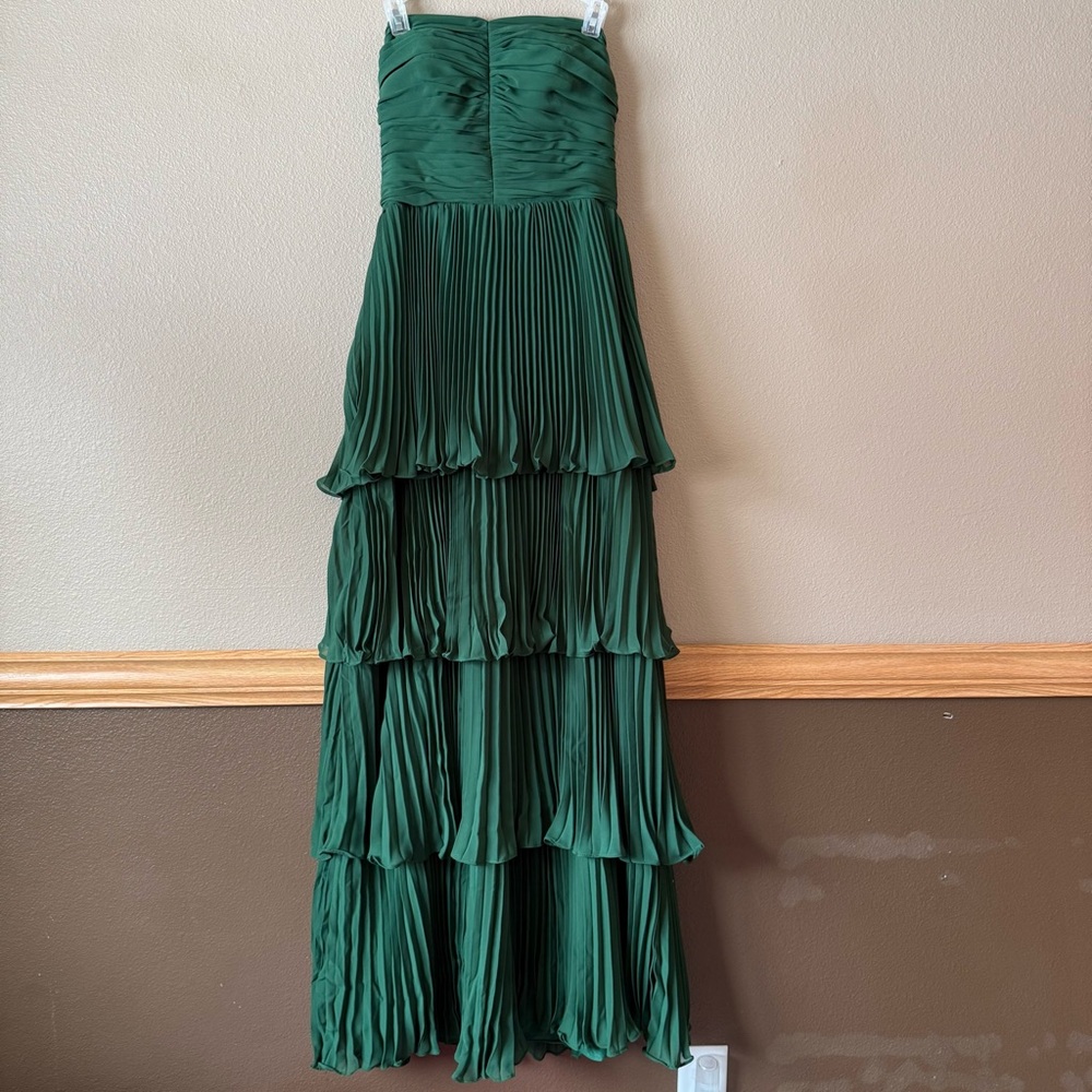 KissProm khalani emerald green ruffle multi layer long prom dress - Picture 3 of 14